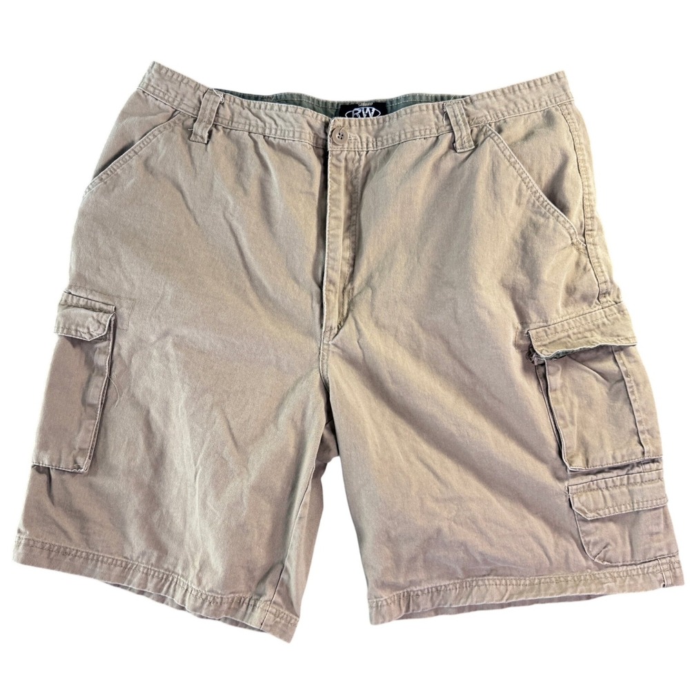 Rugged Wear Mens Khaki Cargo Shorts Size 42 100% Cotton Outdoors Hiking